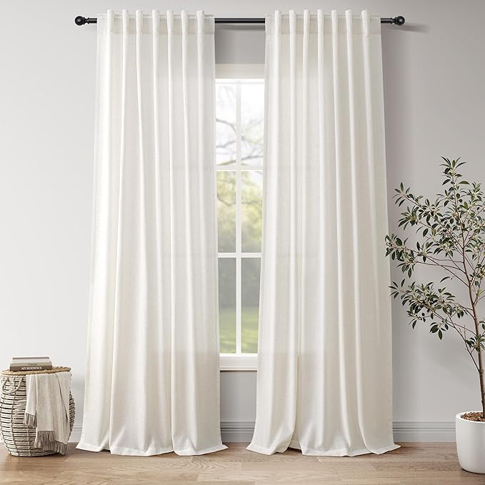Natural Linen Curtains 120 Inches Long by Nanspring