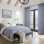 Sheer Linen Pinch Pleated Light Filtering Greyish Blue 90 Inch Curtains - Image 5
