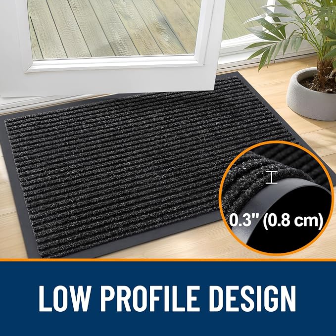 OLANLY 2-Pack Front Door Mats 33x21, Waterproof Heavy-Duty Doormats | Off-Black - Image 4