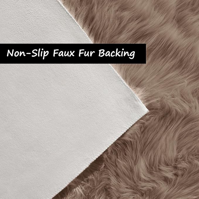 Goolela Circle Sheepskin Rug 5ft Round Fluffy Fuzzy Furry Carpet - Image 3