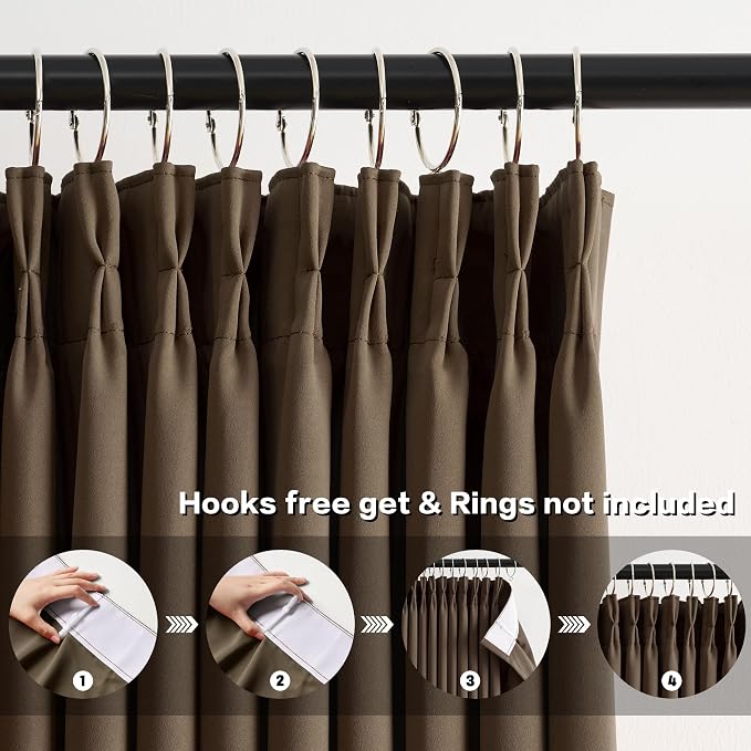 Brown Blackout Curtains 144 Inches Long 12 feet Tall, Extra Long Pinch Pleats - Image 2