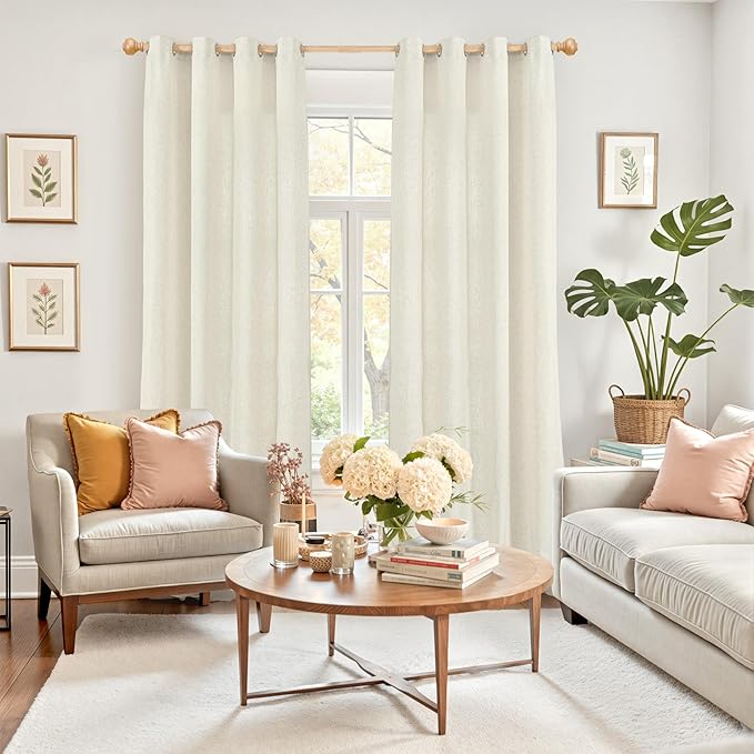 YoungsTex Linen Curtains 108 Inches Length Grommet Light Filtering Living Room - Image 2