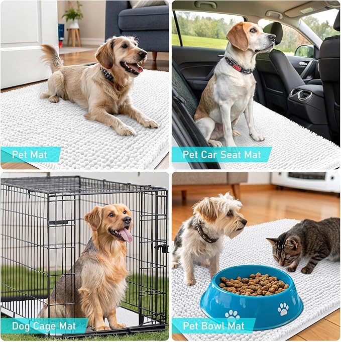 OLANLY Dog Door Mat for Muddy Paws 70x35, Super Absorbent Chenille Mud Mat | - Image 7