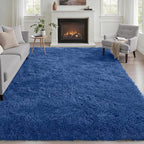 Area Rug Living Room Bedroom: 6x9 Fluffy Plush Shag Carpet Blue | by Luxturiy