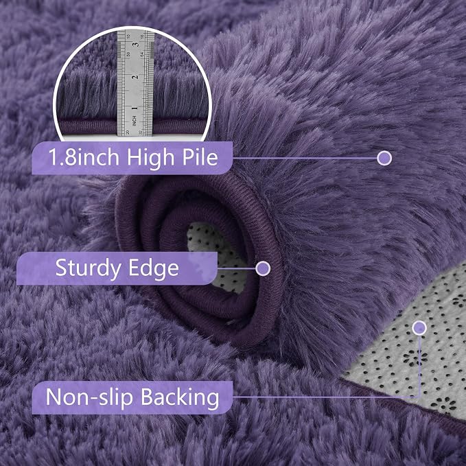 2x6 Taro Purple Fluffy Soft Runner Rug Non-Slip - Image 6