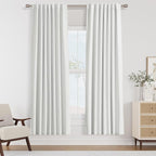 White 100% Blackout Linen Curtains 52 Inch Wide by 70 Inch by Guken
