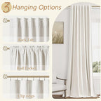 Beige White 100% Blackout Linen Curtains 126 Inch Length 2 Panels Set - Image 6