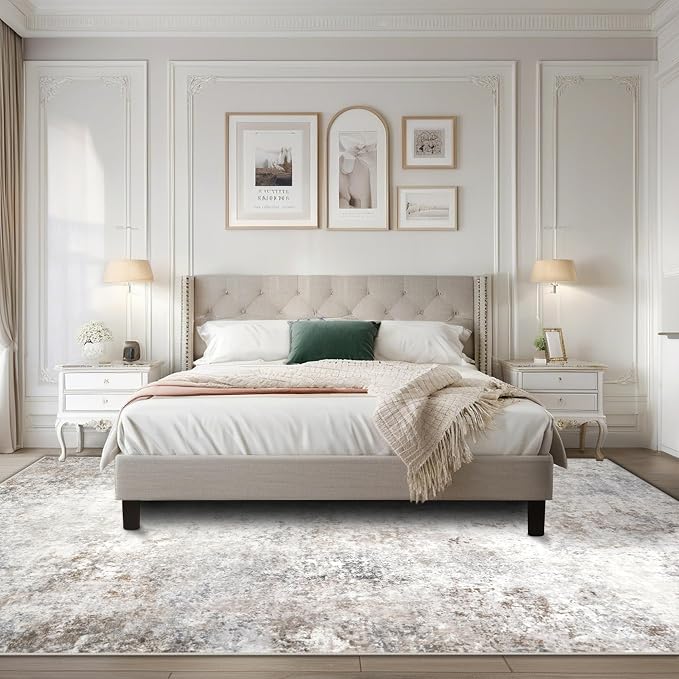 Beige Grey 10x14 Washable Area Rugs - Image 8