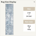 Soalmost Abstract Runner Rug 2x8 Washable Hallway Kitchen Runners Blue/Grey | - Image 5