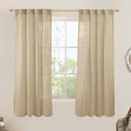 Faux Linen Window Curtains 63 inches Long by LAMIT
