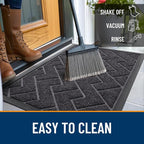OLANLY Front Door Mat Outside 47x32, All-Season Absorbent Rubber Doormat | Grey - Image 6