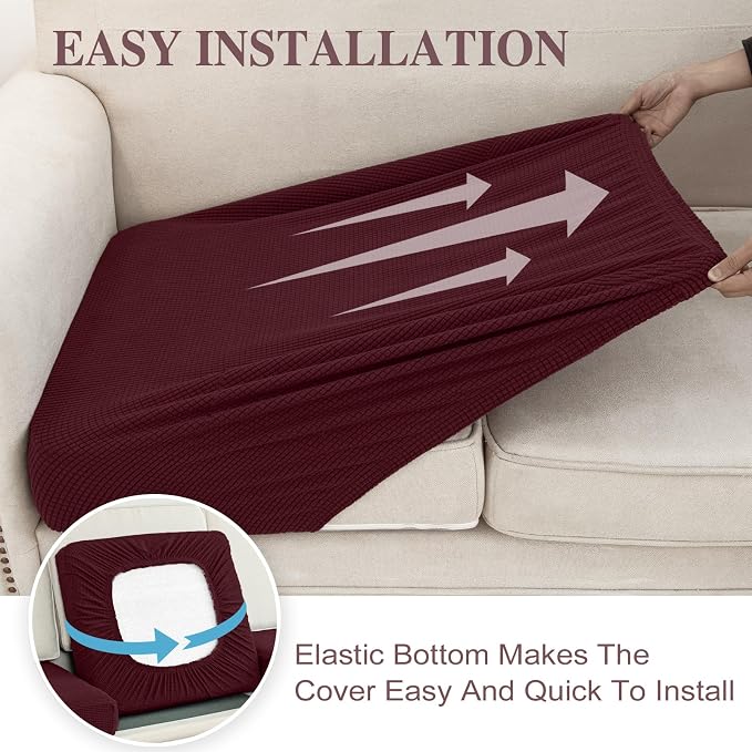 LA MEACK Couch Cushion Cover Seat Cushion Cover Stretch Armchair Cover Separate - Image 5