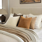 MIULEE Decorative Chenille Fall Euro Pillow Covers Brown 24x24 Pack of 4 | - Image 4
