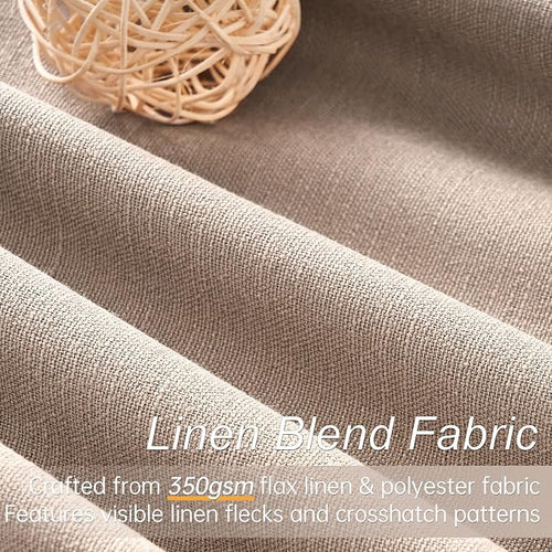 90 inch long linen Blackout curtains 2 Panels 100% Black out Linen texture - Image 2