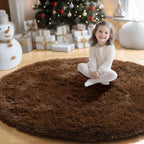 Amdrebio Chocolate Brown Round Circle Area Rug 4Ft - Image 5