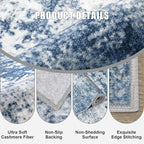 Area Rug Living Room: 3x5 Modern Washable Indoor Soft Carpet Blue | - Image 6