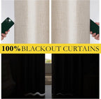 NICETOWN Oatmeal Vintage Open Linen Weave Flax Thermal Curtains, 100% Blackout - Image 4