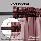 Simplebrand Red Sheer Panles 72 Inches Long 2 Panels - Image 2