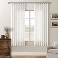 Beige White Pinch Pleated Linen Curtains 63 Inch Length 2 Panels | by Twodrapes