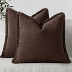 MIULEE Linen Decorative Fall Euro Throw Pillow Covers Dark Brown 26x26 | Set of by MIULEE
