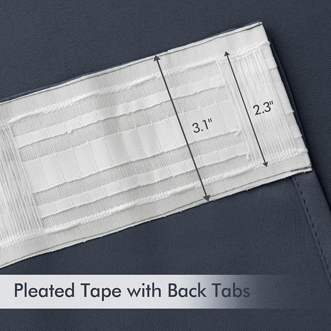 MIULEE Stone Blue Back Tab Blackout Curtains 52x90 Inch Long 2 Panels Set | Rod - Image 4