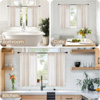 BGment 36 Inch Length Oatmeal Linen Curtains - Image 2