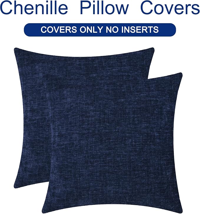 CaliTime Decorative Couch Throw Pillow Covers 22 X 22 Inches Navy Blue | Pack - Image 6