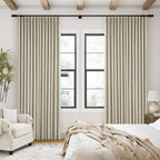 Burlywood Birch Blackout Pleated Linen Curtains 108 Inches Long 2 Panels | - Image 8