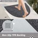 BEQHAUSE Dirt Trapper Door Mat 32" x 48" Half Circle Non Slip, Charcoal | - Image 4