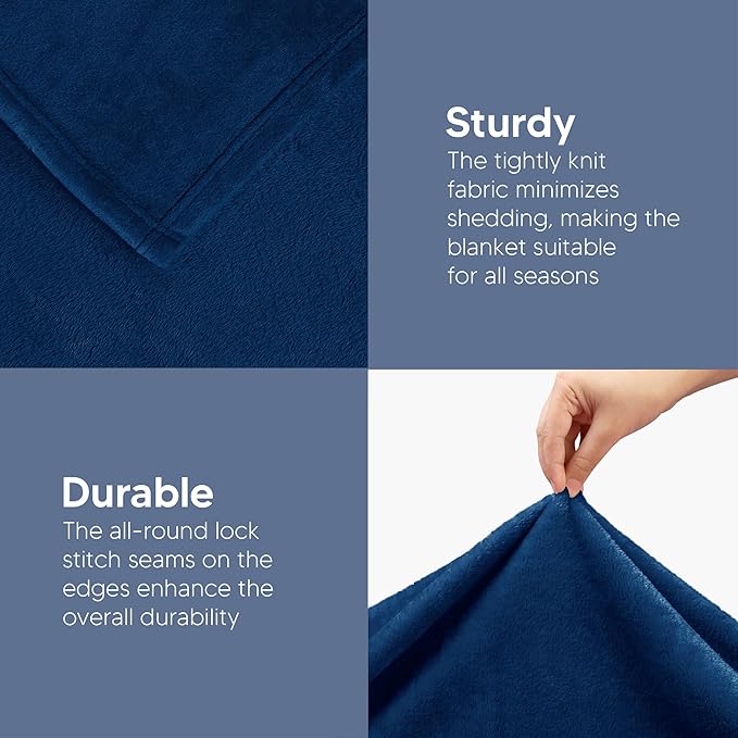 Utopia Bedding Ultra Soft Fleece Bed Blanket Twin Size Navy | Microfiber Plush - Image 4