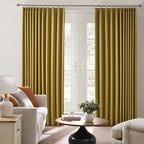Yellow Pinch Pleated Curtains 96 Inch Length 2 Panels Set Noise Cancelling - Image 4