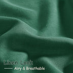 Dark Green Linen Curtains 102 Inches Long Rod Pocket Back Tab Drapes 2 Panels - Image 5