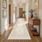 Runners for Hallway 12ft, Non-Slip Long Bathroom Rugs, Cream/Beige | Rugs by Restydon