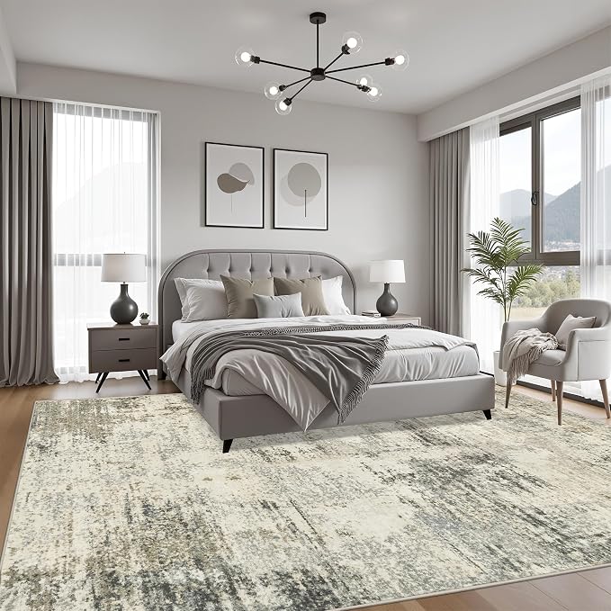 10x14 Area Rug Living Room: Modern Washable Soft Carpet Ash Brown | - Image 3