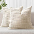 MIULEE Euro Sham Corduroy Decorative Throw Pillow Covers 22x22 Cream White | by MIULEE