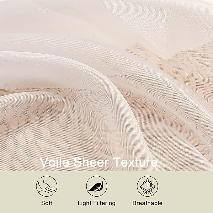 Extra Long Sheer Cream Curtains - Image 3