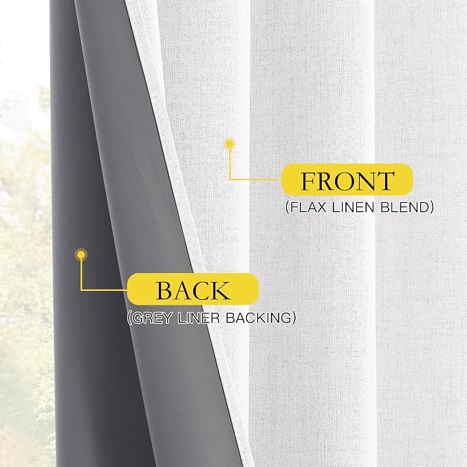 NICETOWN Short 100% Blackout Curtains 63" Long, Burlap Linen Drapes - Image 6