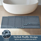 RESARE Waffle Bath Mat for Bathroom, Non Slip Bathroom Rugs 20"x32" Blue | - Image 5