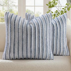 decorUhome Fall Faux Fur Throw Pillow Covers 22x22 Set of 2 Grey White | by decorUhome