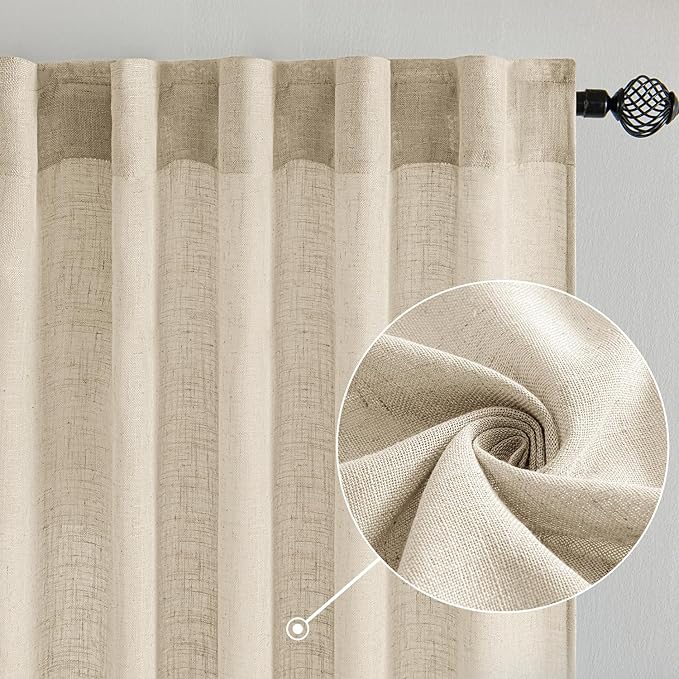MIULEE Linen Curtains 52x108 Inch Length 2 Panels - Image 2