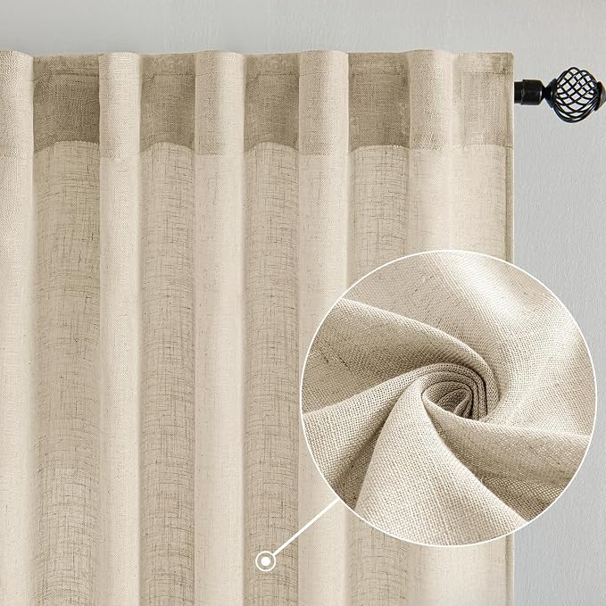 MIULEE Linen Curtains 52x72 Inch Length 2 Panels - Image 2