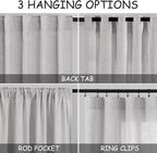 Grey Linen Curtains 108 Inches Long 2 Panels Set - Image 3