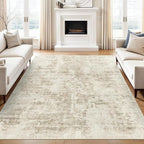 Soalmost Abstract Rug 8x10 Large Living Room Area Rugs Washable Beige/Gray | - Image 9