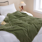 Olive Green Fleece Throw Blanket 50”×60” - Image 3