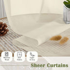 Cream Sheer Curtains 84 Inches Long 2 Pcs, Dual Rod Pocket Breathable Rustic - Image 8