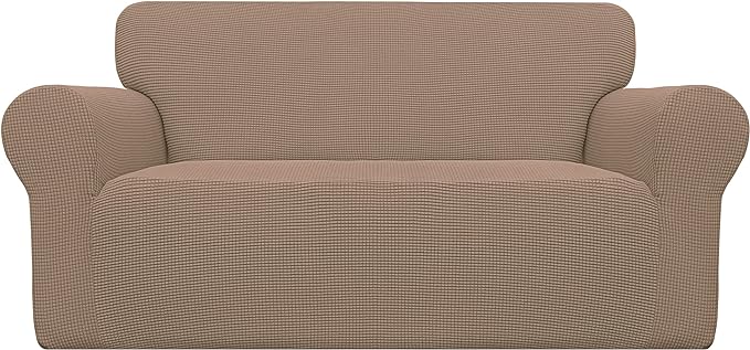 Easy-Going Stretch Loveseat Couch Covers Washable Camel | 1-Piece Loveseat by Easy-Going