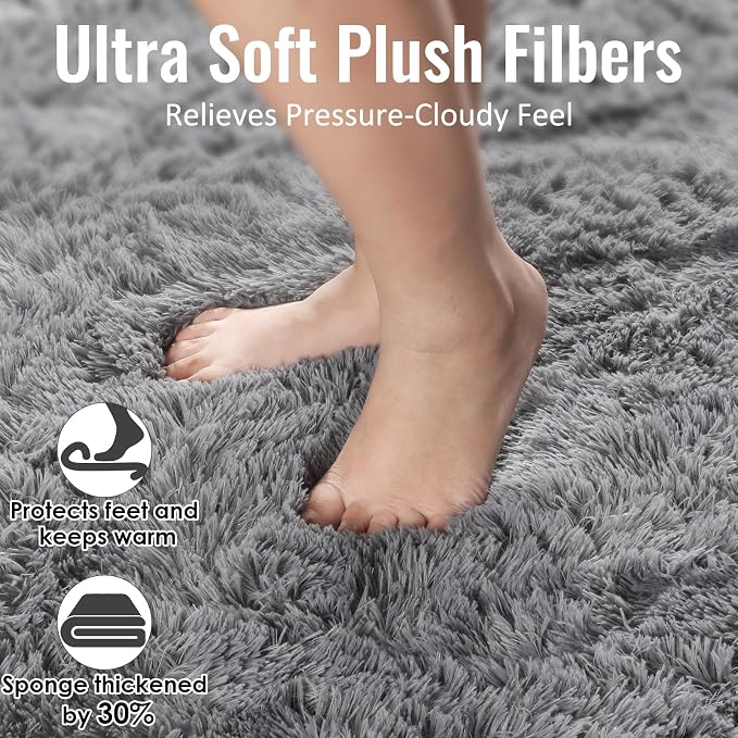 Plush Washable Area Rugs for Living Room 5x7 Grey, Soft Shaggy Rugs Carpets | - Image 2