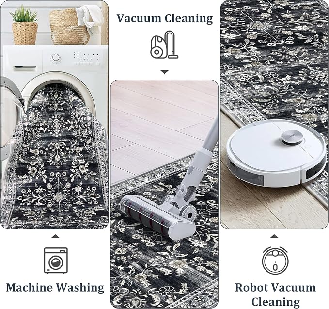 Yamaziot 2x8 Washable Hallway Runner Rug Non Slip Floral Carpet, Stain Resistant - Image 5