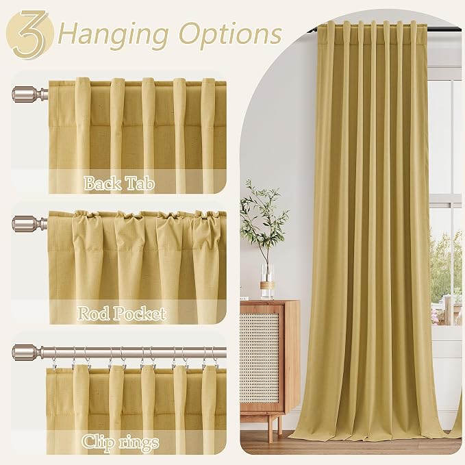 100% Blackout Curtains 96 Inch Length 2 Panels Set - Image 6