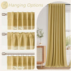 Gold 100% Blackout Linen Curtains 108 Inch Length 2 Panels Set - Image 6